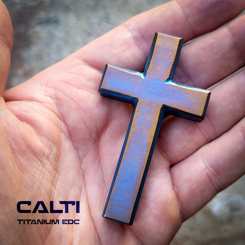 Load image into Gallery viewer, Custom Titanium Cross Necklace/Keychain: Hypoallergenic Christian Accessory
