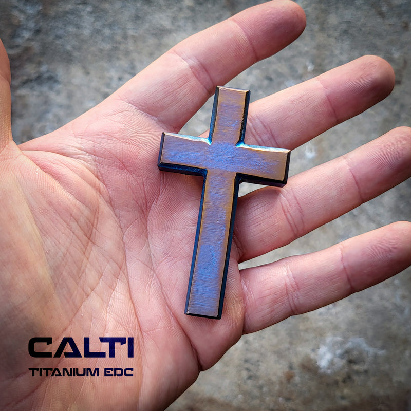 Load image into Gallery viewer, Custom Titanium Cross Necklace/Keychain: Hypoallergenic Christian Accessory
