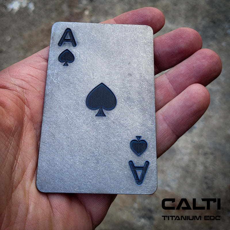 Load image into Gallery viewer, Custom Titanium RFID Blocking Ace of Spades Card - Slim EDC Wallet Insert by CALTI
