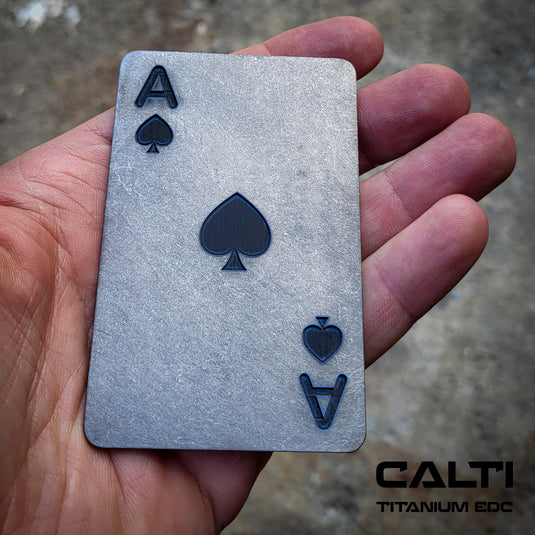 Custom Titanium RFID Blocking Ace of Spades Card - Slim EDC Wallet Insert by CALTI