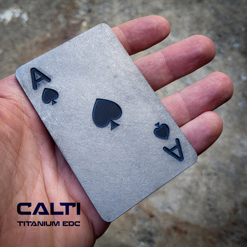 Load image into Gallery viewer, Custom Titanium RFID Blocking Ace of Spades Card - Slim EDC Wallet Insert by CALTI
