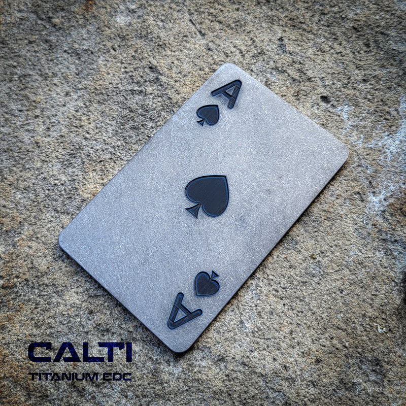 Load image into Gallery viewer, Custom Titanium RFID Blocking Ace of Spades Card - Slim EDC Wallet Insert by CALTI
