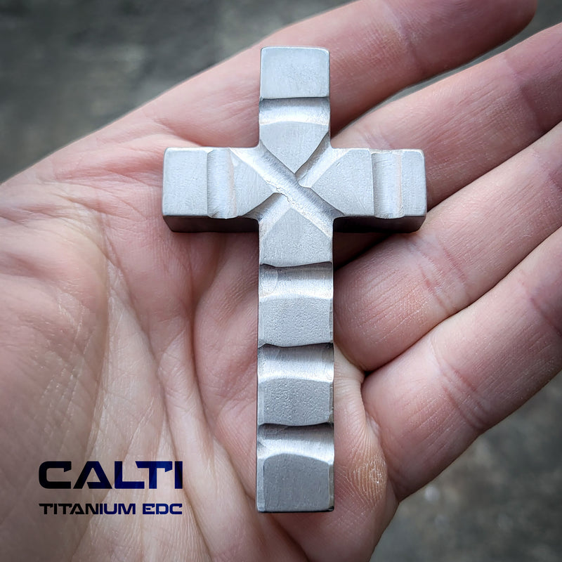 Load image into Gallery viewer, Custom Titanium Large Cross Necklace/Keychain: Hypoallergenic Christian Accessory
