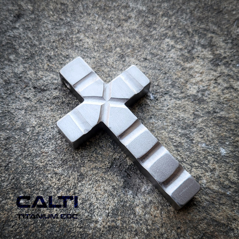 Load image into Gallery viewer, Custom Titanium Large Cross Necklace/Keychain: Hypoallergenic Christian Accessory
