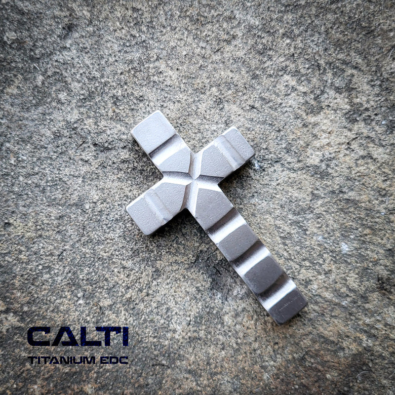 Load image into Gallery viewer, Custom Titanium Large Cross Necklace/Keychain: Hypoallergenic Christian Accessory

