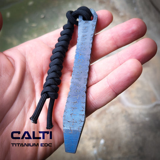 CALTI Slim Titanium Pocket Prybar: Ultra-Strong & Lightweight EDC Tool Customized Viking