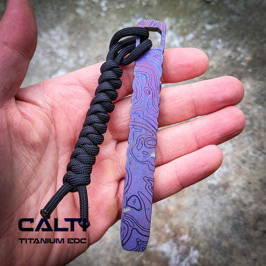 CALTI Slim Titanium Pocket Prybar: Ultra-Strong & Lightweight EDC Tool Customized Geo Lines