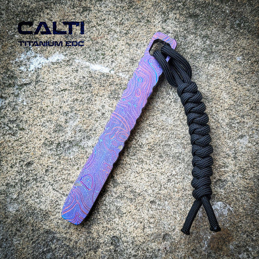 CALTI Slim Titanium Pocket Prybar: Ultra-Strong & Lightweight EDC Tool Customized Geo Lines