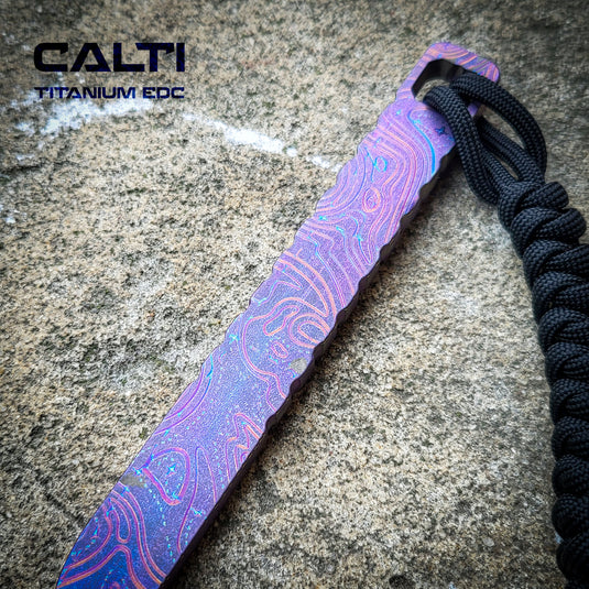CALTI Slim Titanium Pocket Prybar: Ultra-Strong & Lightweight EDC Tool Customized Geo Lines