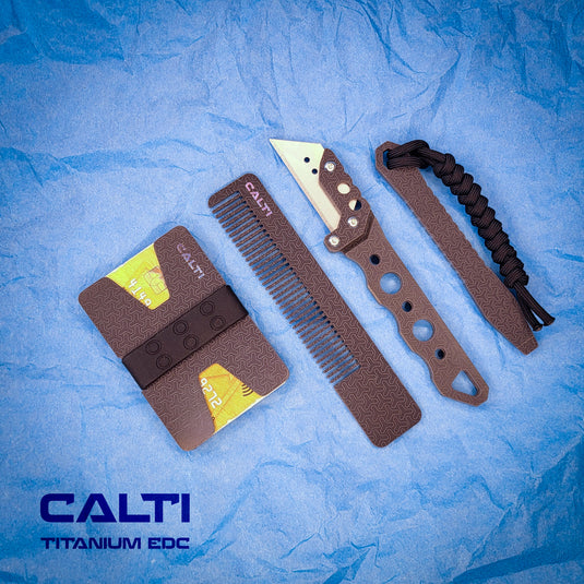 CALTI Slim Titanium Black Engraved Pocket Prybar: Ultra-Strong & Lightweight EDC Tool Customized