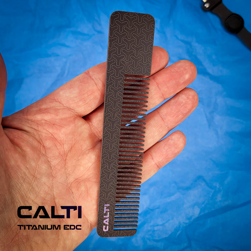 Load image into Gallery viewer, Ultimate Titanium EDC Collector’s Set – 4-Piece Tactical Gift Bundle: Utility Knife, RFID Wallet, Pocket Prybar &amp; Grooming Comb
