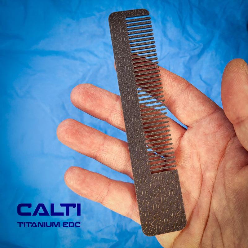 Load image into Gallery viewer, Ultimate Titanium EDC Collector’s Set – 4-Piece Tactical Gift Bundle: Utility Knife, RFID Wallet, Pocket Prybar &amp; Grooming Comb
