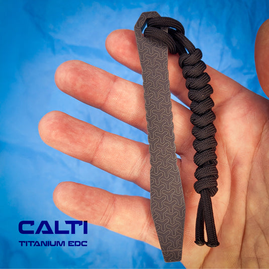 CALTI Slim Titanium Black Engraved Pocket Prybar: Ultra-Strong & Lightweight EDC Tool Customized