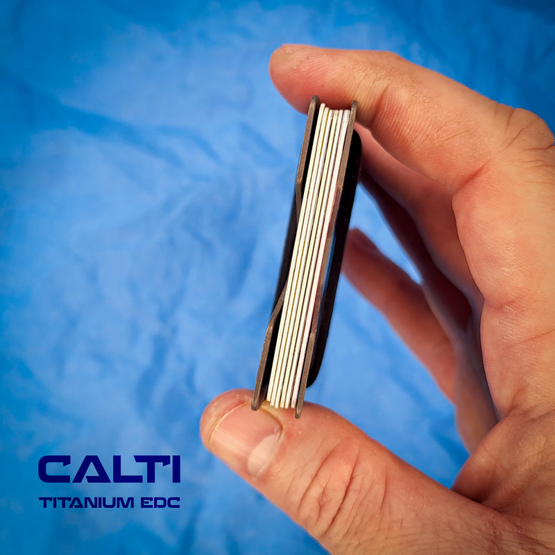 Load image into Gallery viewer, Ultimate Titanium EDC Collector’s Set – 4-Piece Tactical Gift Bundle: Utility Knife, RFID Wallet, Pocket Prybar &amp; Grooming Comb
