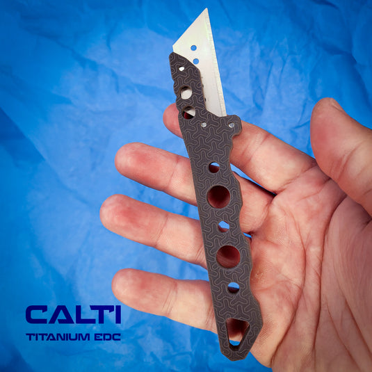 Custom Titanium Black Utility Blade Holder - EDC Pocket Knife & Box Cutter - Durable EDC Blade Holder