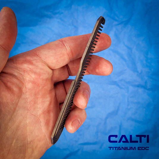 Titanium Black Comb from Calti with clip, edc tool, tactical tool, edc, every day carry, hair comd, titanium edc, tactical edc