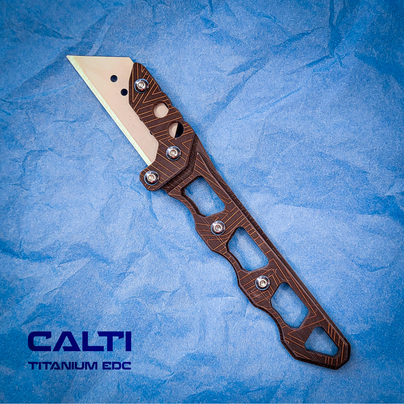 Load image into Gallery viewer, Custom Titanium Black Utility Blade Holder - EDC Pocket Knife &amp; Box Cutter - Durable EDC Blade Holder
