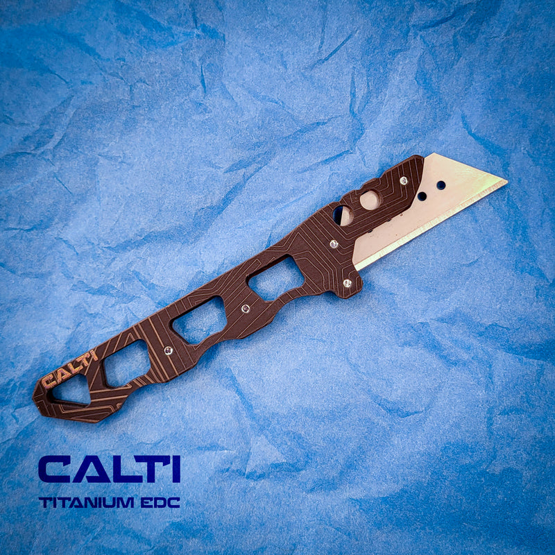 Load image into Gallery viewer, Custom Titanium Black Utility Blade Holder - EDC Pocket Knife &amp; Box Cutter - Durable EDC Blade Holder
