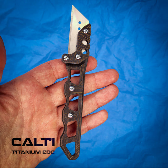 Custom Titanium Black Utility Blade Holder - EDC Pocket Knife & Box Cutter - Durable EDC Blade Holder