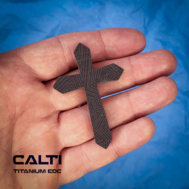 Load image into Gallery viewer, Ultimate Titanium EDC Collector’s Set – 5-Piece Tactical Gift Bundle: Utility Knife, RFID Wallet, Pocket Prybar, Hypoallergenic Cross &amp; Grooming Comb
