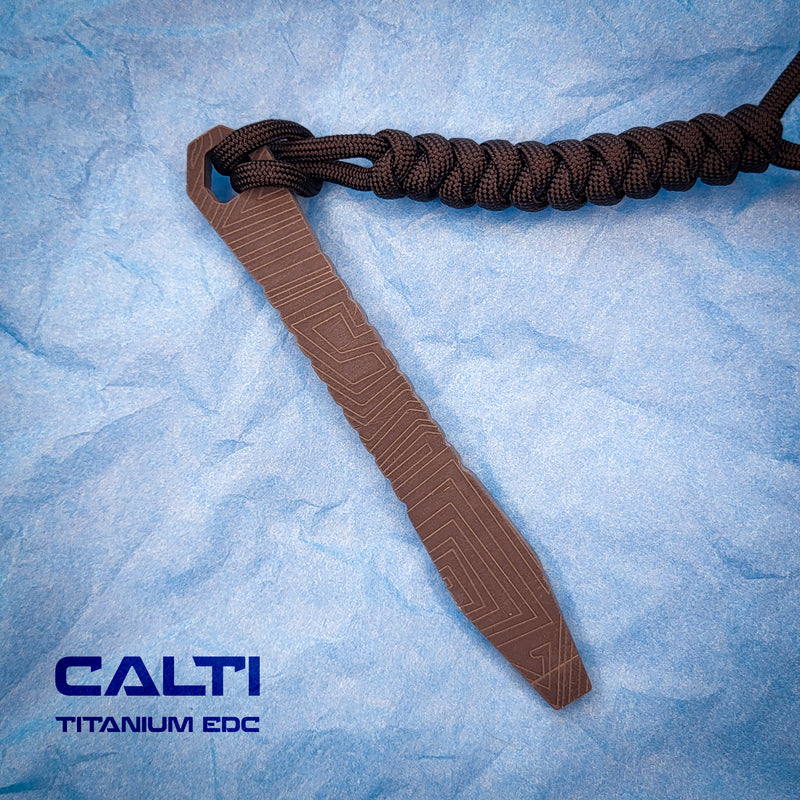 Load image into Gallery viewer, CALTI Slim Titanium Black Engraved Pocket Prybar: Ultra-Strong &amp; Lightweight EDC Tool Customized
