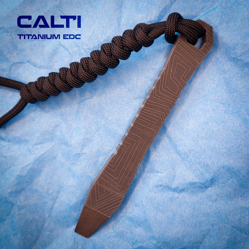 Load image into Gallery viewer, CALTI Slim Titanium Black Engraved Pocket Prybar: Ultra-Strong &amp; Lightweight EDC Tool Customized
