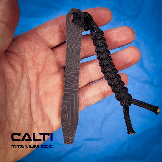 CALTI Slim Titanium Black Engraved Pocket Prybar: Ultra-Strong & Lightweight EDC Tool Customized