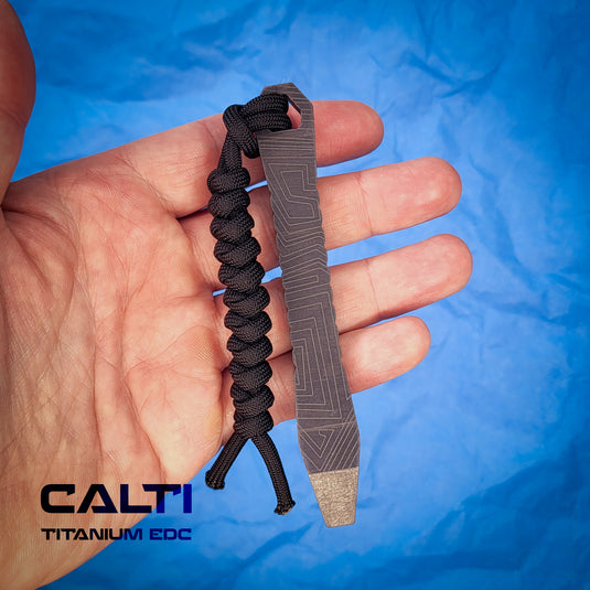 CALTI Slim Titanium Black Engraved Pocket Prybar: Ultra-Strong & Lightweight EDC Tool Customized