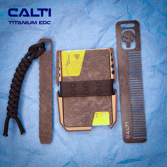 Ultimate Titanium EDC Collector’s Set – 3-Piece Tactical Gift Bundle: RFID Wallet, Pocket Prybar & Grooming Comb