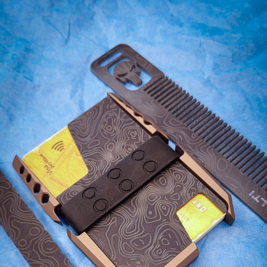 Ultimate Titanium EDC Collector’s Set – 3-Piece Tactical Gift Bundle: RFID Wallet, Pocket Prybar & Grooming Comb