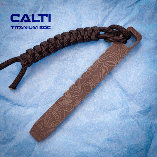 CALTI Slim Titanium Black Engraved Pocket Prybar: Ultra-Strong & Lightweight EDC Tool Customized