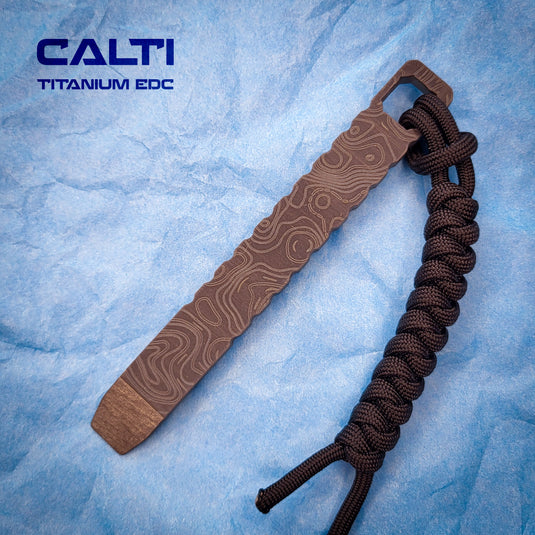 CALTI Slim Titanium Black Engraved Pocket Prybar: Ultra-Strong & Lightweight EDC Tool Customized