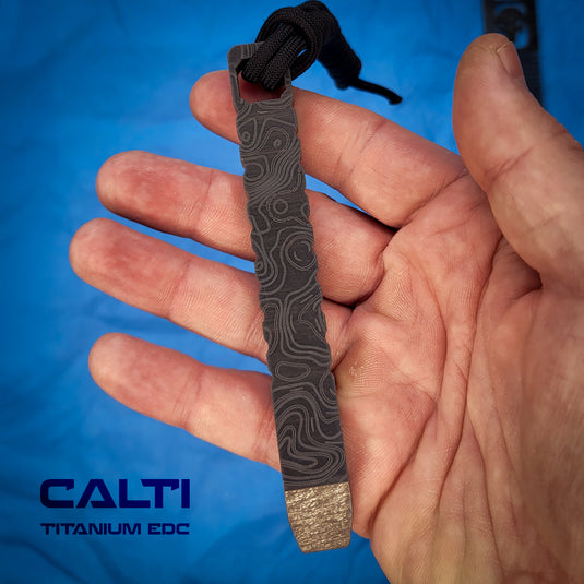 CALTI Slim Titanium Black Engraved Pocket Prybar: Ultra-Strong & Lightweight EDC Tool Customized