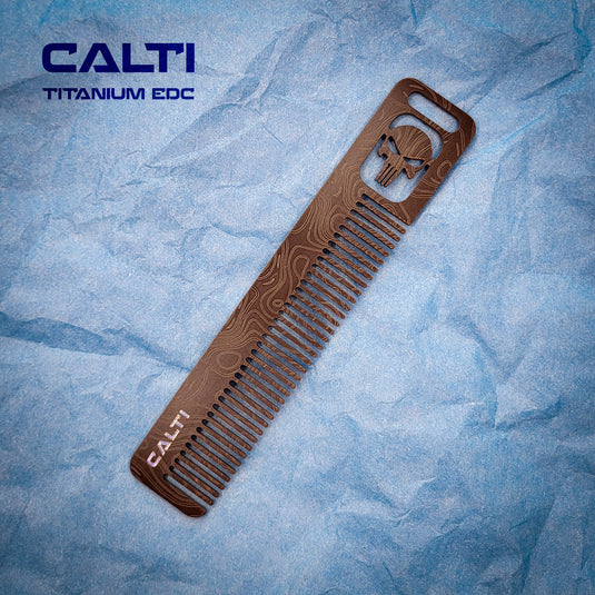 Custom Black Titanium Pocket Comb - Middle Size EDC Hair & Beard Tool by CALTI (Copy)