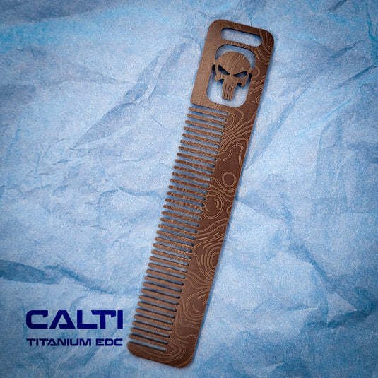 Custom Black Titanium Pocket Comb - Middle Size EDC Hair & Beard Tool by CALTI (Copy)