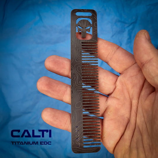 Custom Black Titanium Pocket Comb - Middle Size EDC Hair & Beard Tool by CALTI (Copy)