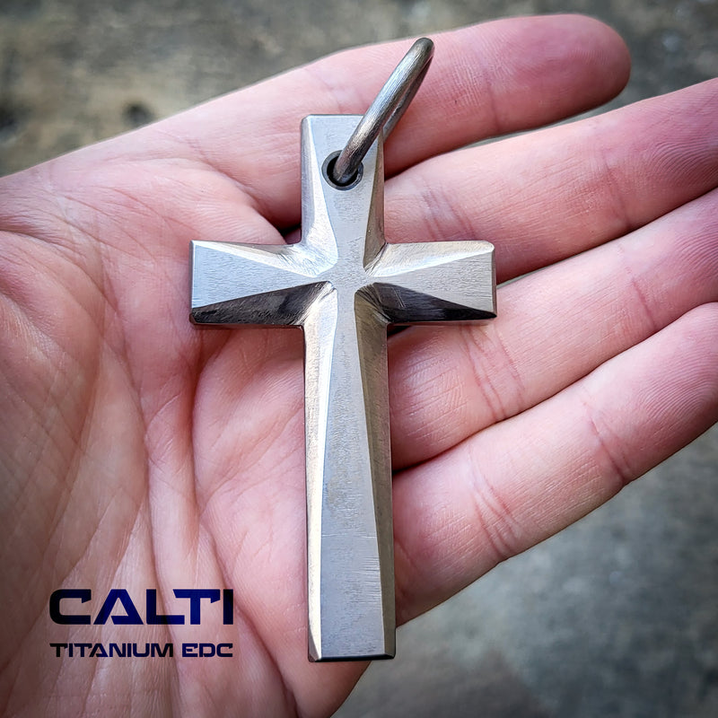 Load image into Gallery viewer, Big Custom Titanium Cross, Hypoallergic Christian Custom Accessory, Necklace or Keychain
