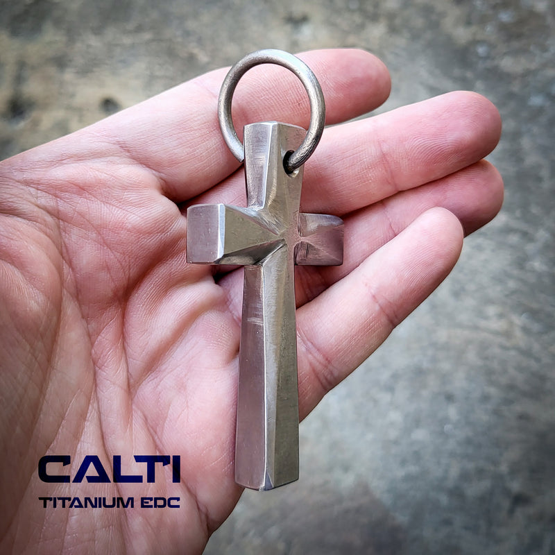 Load image into Gallery viewer, Big Custom Titanium Cross, Hypoallergic Christian Custom Accessory, Necklace or Keychain
