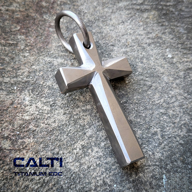Load image into Gallery viewer, Big Custom Titanium Cross, Hypoallergic Christian Custom Accessory, Necklace or Keychain
