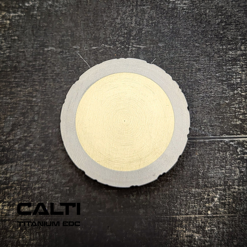 Load image into Gallery viewer, Titanium &amp; Brass EDC Challenge Coin | 35mm Hand-Finished Multi-Metal Token

