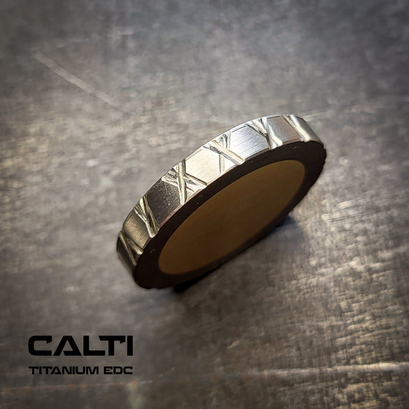 Load image into Gallery viewer, Titanium &amp; Brass EDC Challenge Coin | 35mm Hand-Finished Multi-Metal Token

