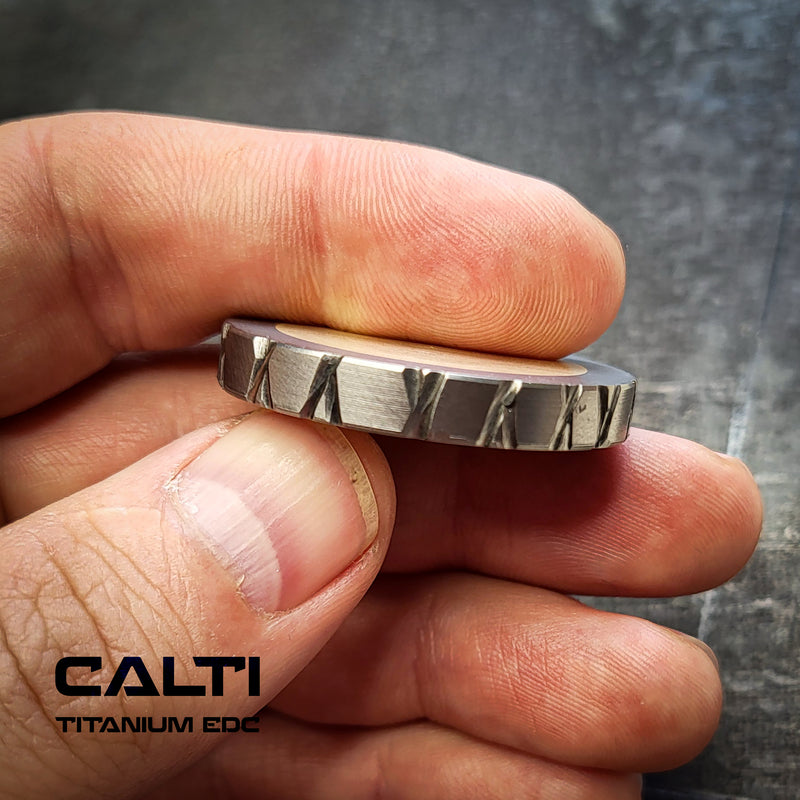 Load image into Gallery viewer, Titanium &amp; Brass EDC Challenge Coin | 35mm Hand-Finished Multi-Metal Token
