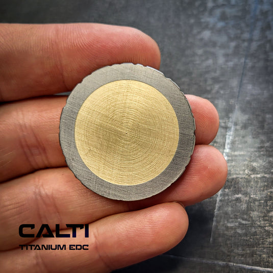 Titanium & Brass EDC Challenge Coin | 35mm Hand-Finished Multi-Metal Token
