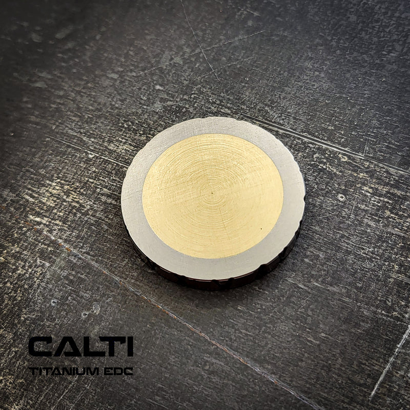 Load image into Gallery viewer, Titanium &amp; Brass EDC Challenge Coin | 35mm Hand-Finished Multi-Metal Token
