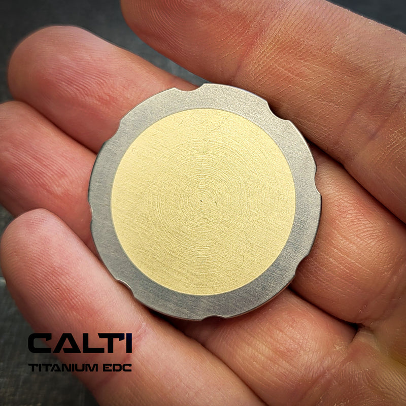 Load image into Gallery viewer, Titanium &amp; Brass EDC Challenge Coin | 35mm Hand-Finished Multi-Metal Token
