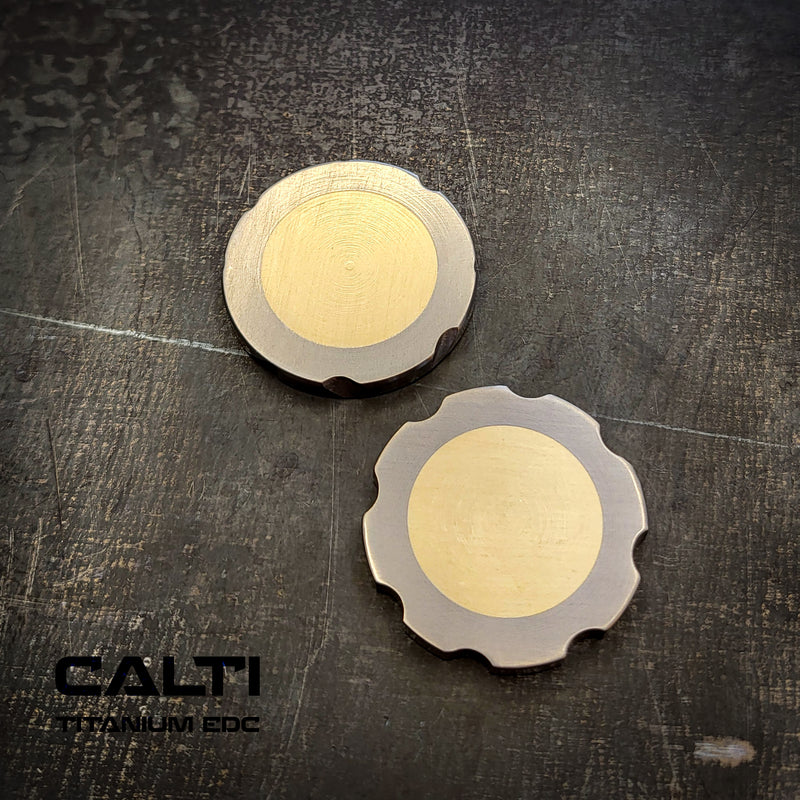 Load image into Gallery viewer, Titanium &amp; Brass EDC Challenge Coin | 32mm Hand-Finished Multi-Metal Token
