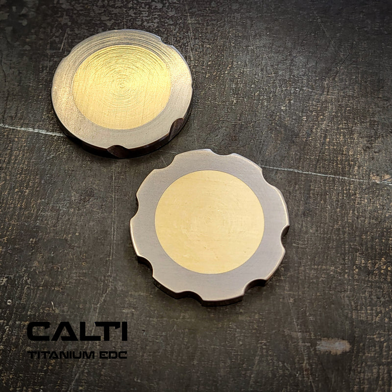 Load image into Gallery viewer, Titanium &amp; Brass EDC Challenge Coin | 32mm Hand-Finished Multi-Metal Token
