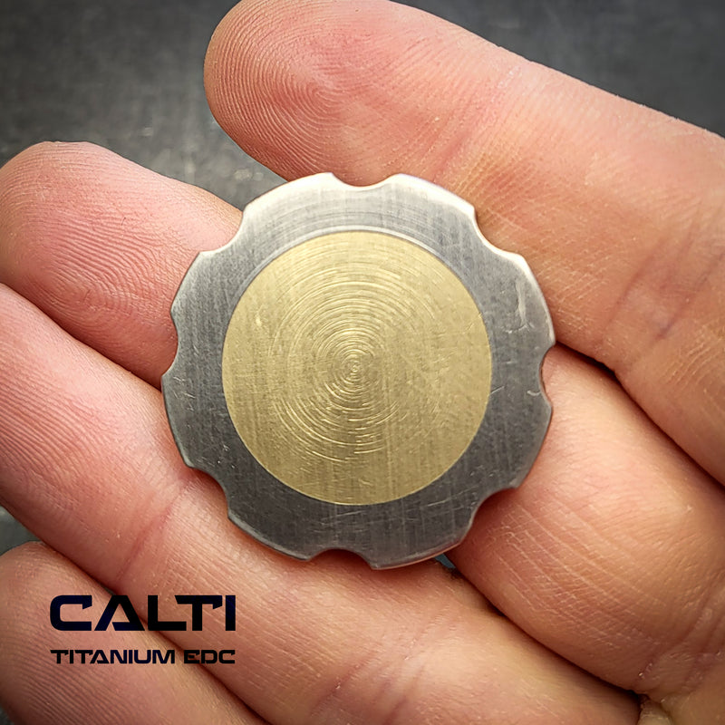Load image into Gallery viewer, Titanium &amp; Brass EDC Challenge Coin | 32mm Hand-Finished Multi-Metal Token
