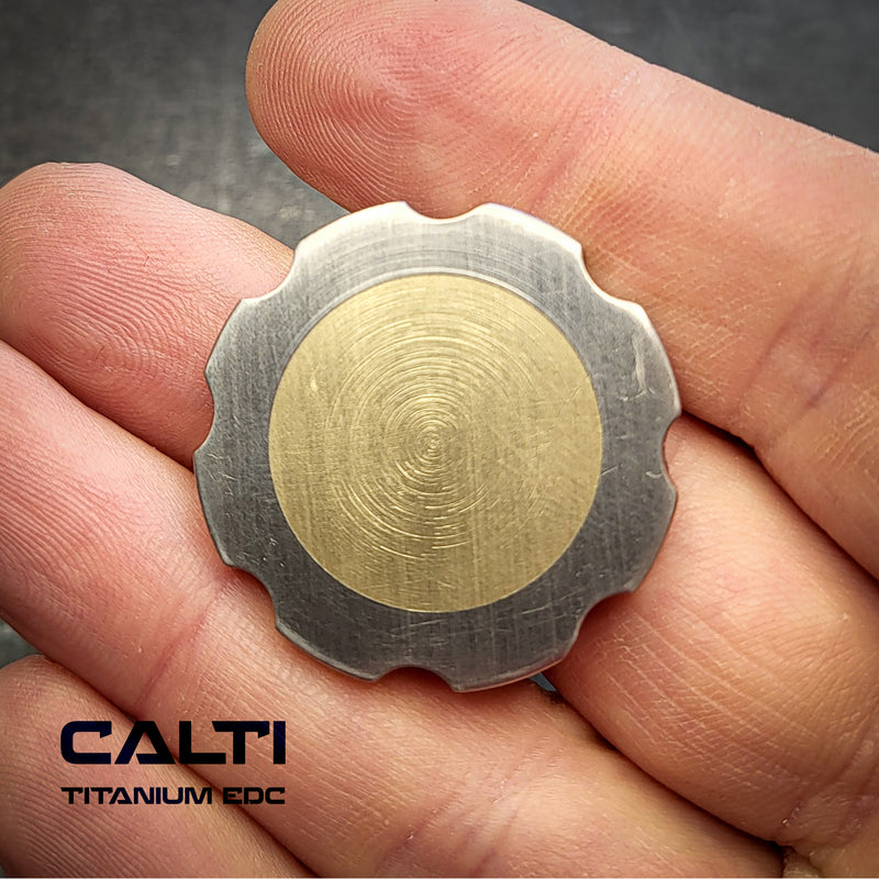 Load image into Gallery viewer, Titanium &amp; Brass EDC Challenge Coin | 32mm Hand-Finished Multi-Metal Token
