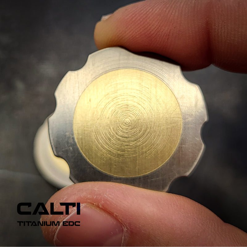 Load image into Gallery viewer, Titanium &amp; Brass EDC Challenge Coin | 32mm Hand-Finished Multi-Metal Token
